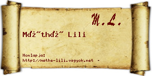 Máthé Lili névjegykártya